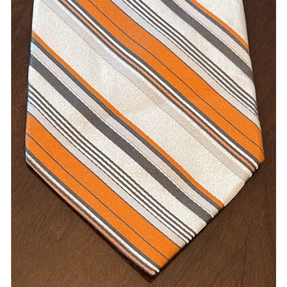 Express Design Studio Orange Gray 100% Silk Men’s Neck Tie Made In China